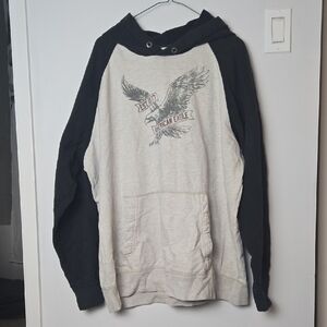 American Eagle Outfitters Black and Cream Hoodie